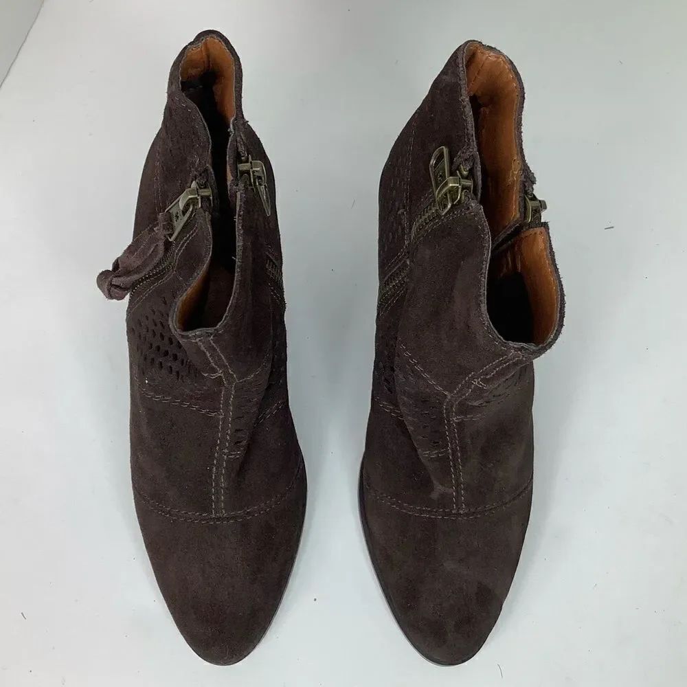 Lucky Brand Chelsey Brown Suede Pointy Toe Ankle Women’s Booties Sz 6 - Picture 5 of 9